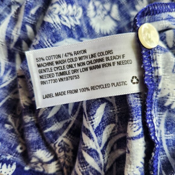 Boho Floral Peplum Top Ruffled Cottage Core Blue Prairie Feminine Romantic XS - Picture 9 of 12